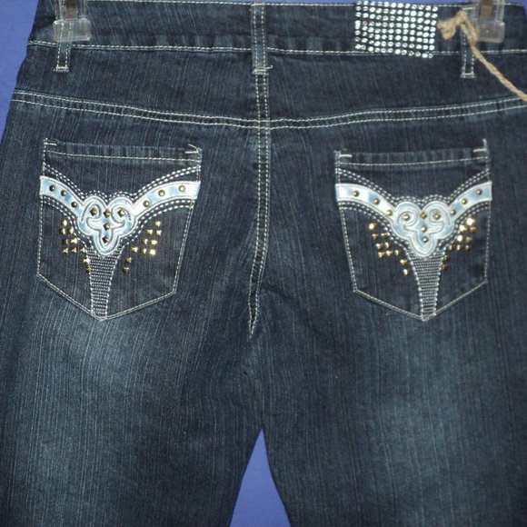New Twelve K Jeans Size 5 Dark Rinse Embellished - Picture 4 of 5